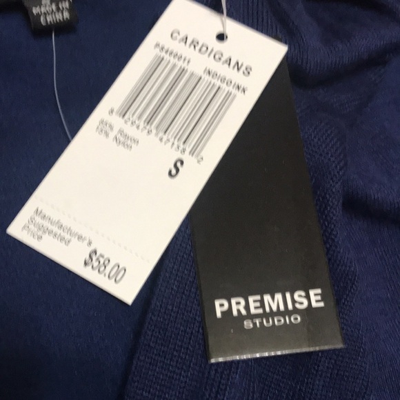 Premise Open Front Navy Blue Cardigan Sz Small - Picture 6 of 9